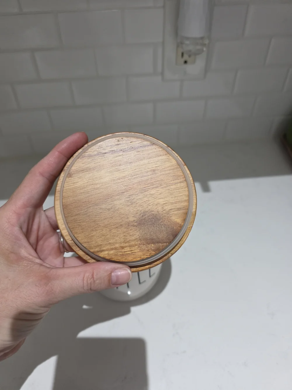 Rae Dunn Cream Coffee Canister with Wooden Lid